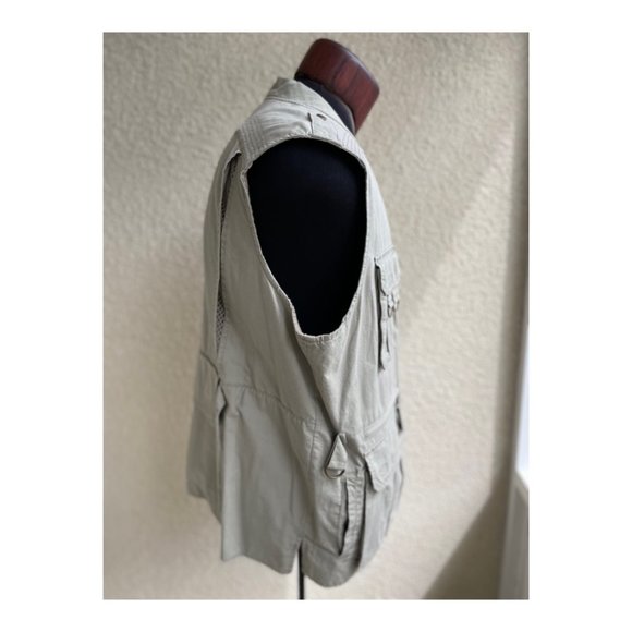 Lands End Men's Utility Vest Active Safari Field Fishing Travel Sz L Tan Khaki - Picture 4 of 12